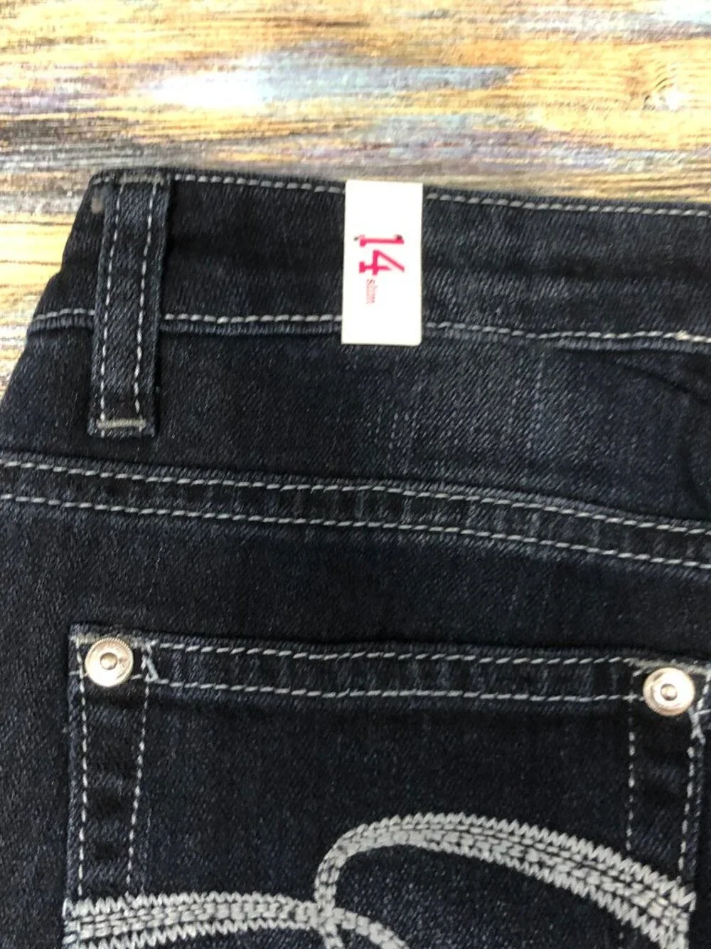 Justice Premium Jeans Girls Size 14S Slim Faux Rhinestones Embellished